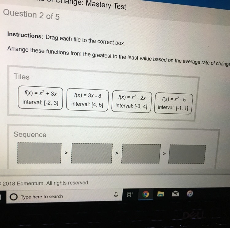 Arrange these functions from the greatest to the least value based on the average-example-1