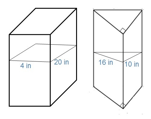 Given that these 2 prisms have the same height of 6 in, do they have the same volume-example-1