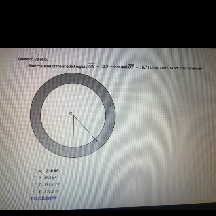 Find the area of the shaded region. OH=12.3 inches and OT=16.7 inches-example-1