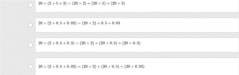 You can multiply 20×2.53 by taking apart 2.53, multiplying each part by 20, and then-example-1