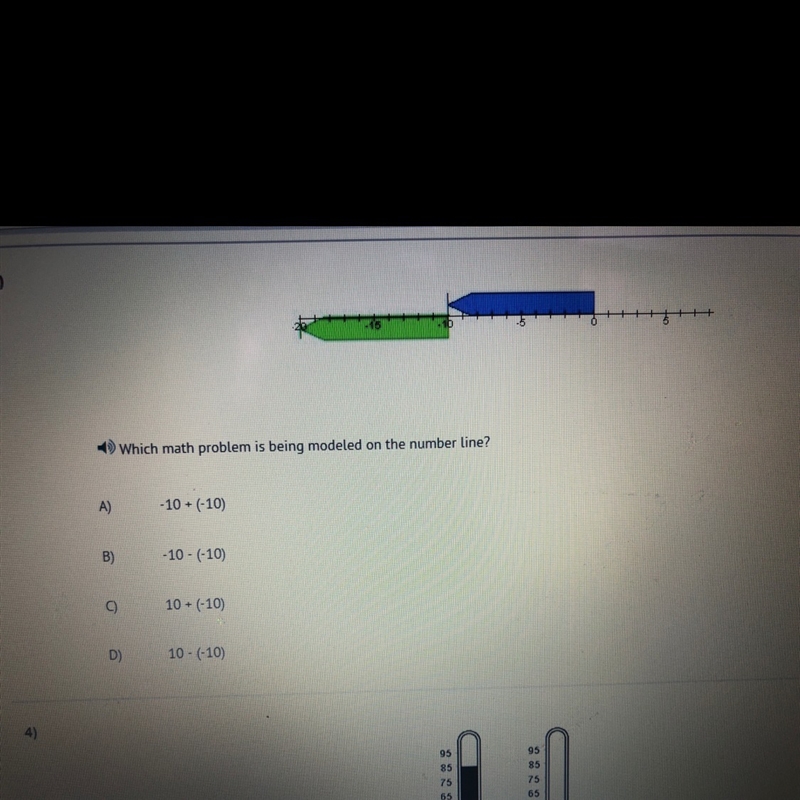 Which math problem is being modeled on the number line-example-1