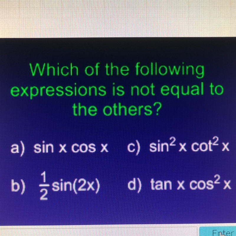 Which of them isn’t equal??-example-1