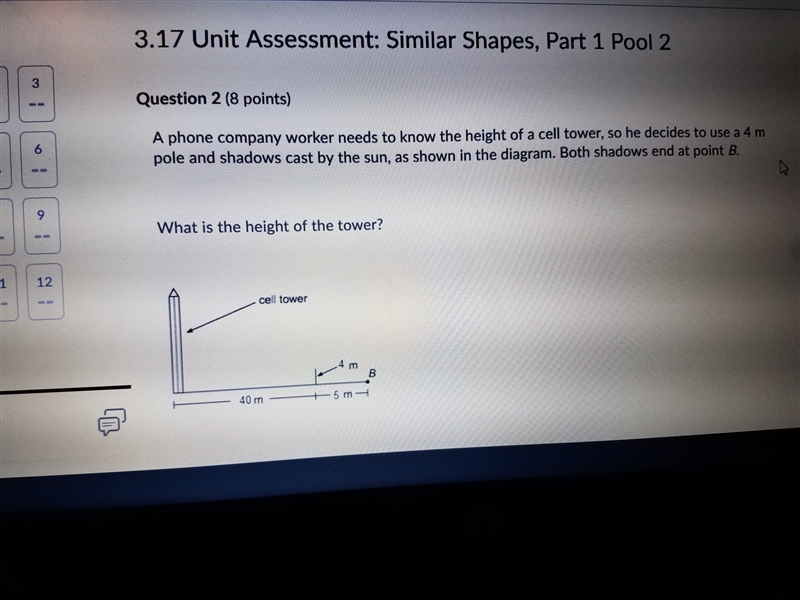 Math question picture included A.40m B. 36m C. 32 m D. 30 m-example-1