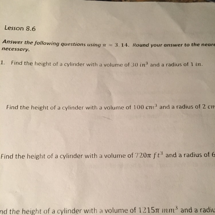 Find the height if cylinder with a volume of 30in-example-1