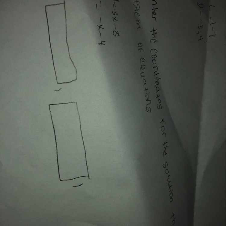 Enter the coordinates for the solution the following system or equations Y=3x-8 Y-example-1