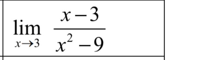 The limit as x-approaches 3 of f(x) is x-3 over x squared -9-example-1