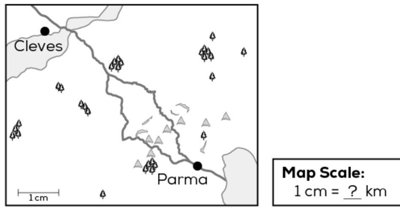 The distance between the two cities is 300 km. The cities are shown to be 5 cm apart-example-1