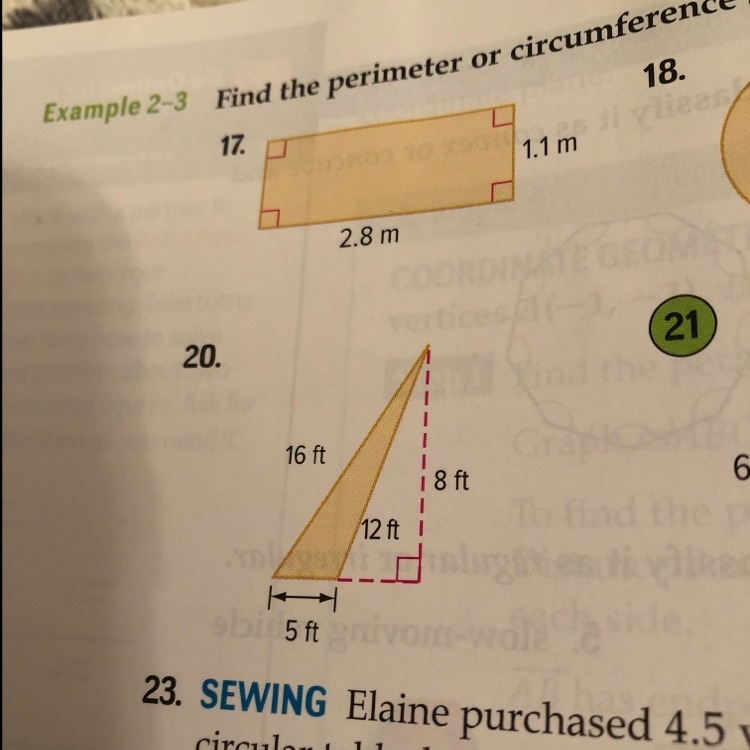 I’m too tired help I need to find the perimeter and area of 20-example-1