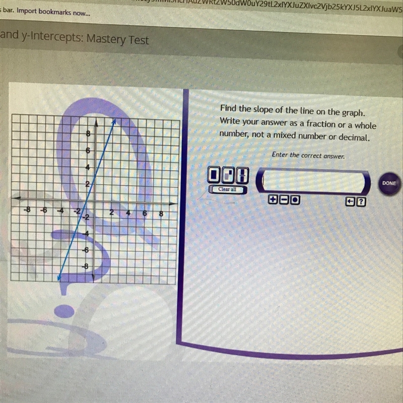 find the slope of the line on the graph write your answer as a fraction or a whole-example-1