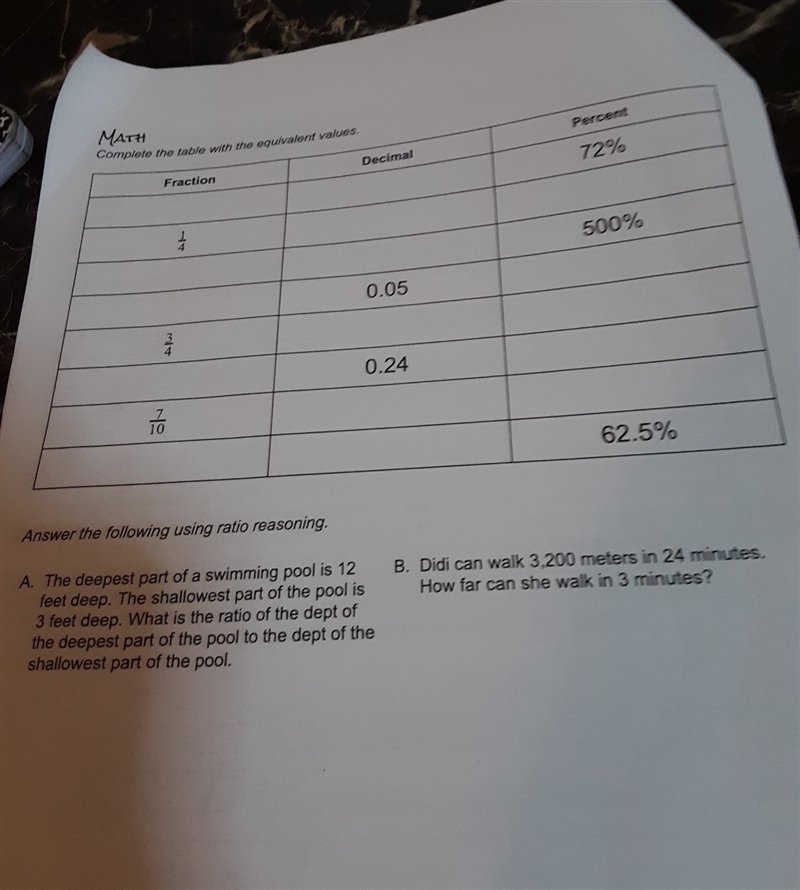 I dont understand how to find the percentage and the fraction.-example-1