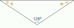 For this isosceles triangle, find the measure of angles h and m. angle h = o[blank-example-1