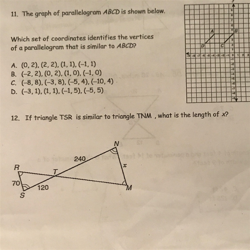 If the triangle TSR is similar to triangle TNM, what is the length of x?-example-1