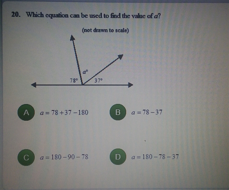 Which equation can be used to find the value of a?-example-1