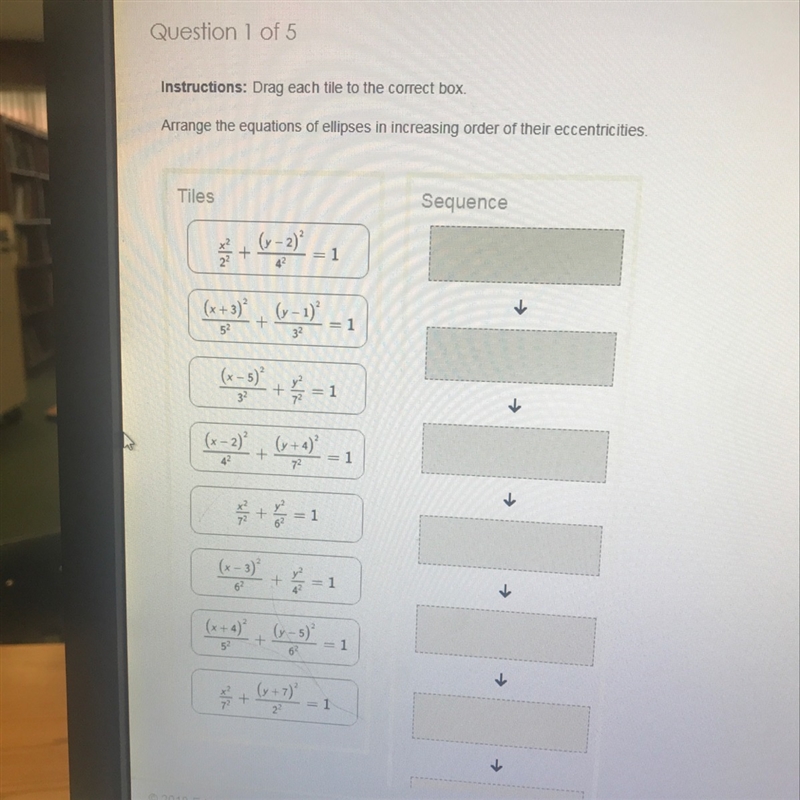 Arrange the equations of ellipses in increasing order of their eccentricities-example-1