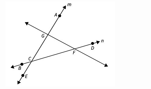 Look at the figure. Which point is collinear with points A and C? B F D E-example-1