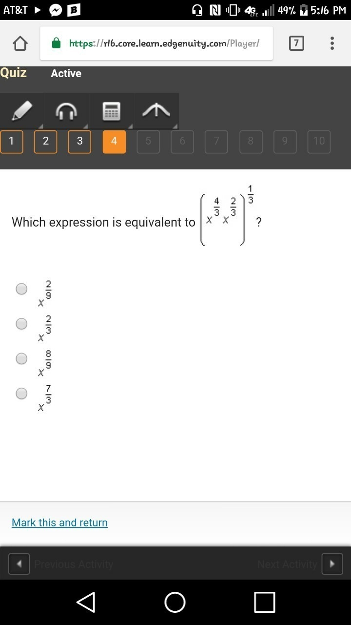 Which expression is equivalent to (x^4/3 x^2/3)^1/3?-example-1