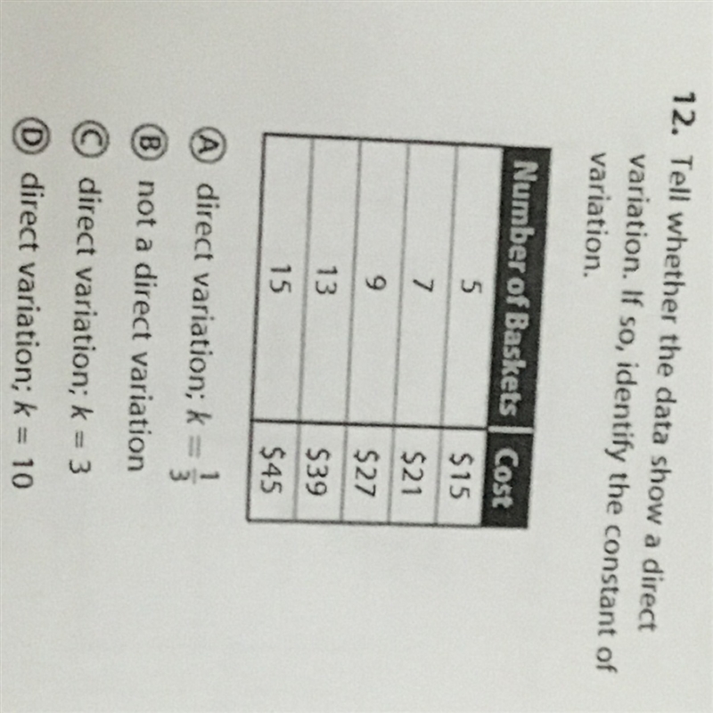 Tell whether the data show a direct variation. If so, Identify the constant of the-example-1