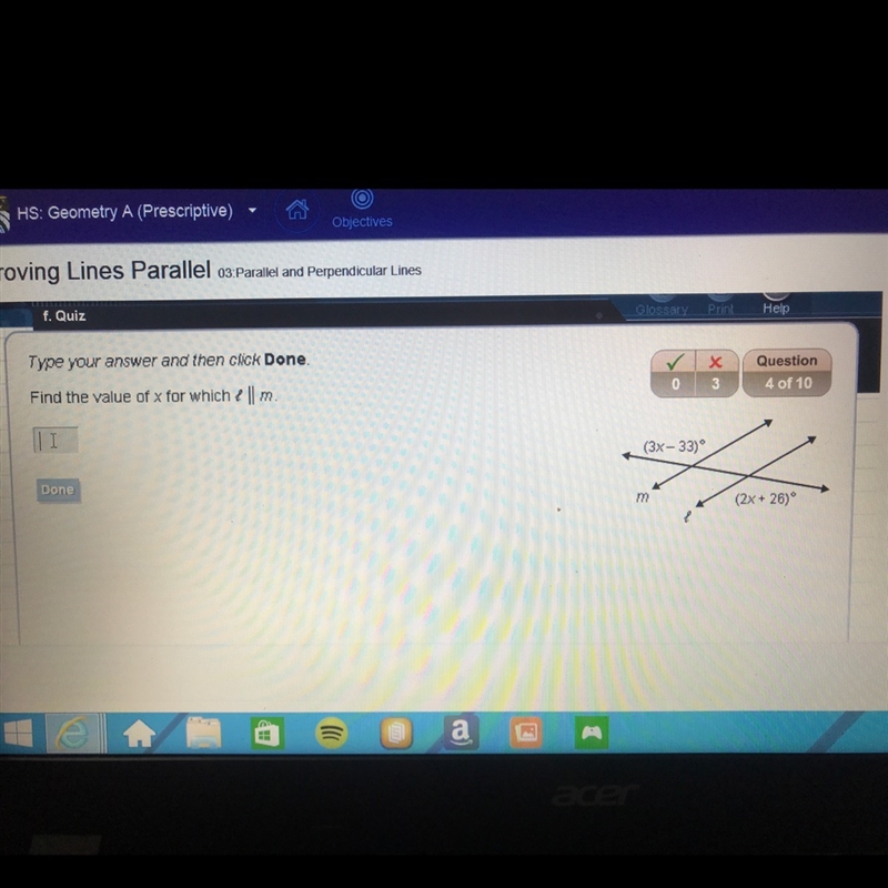 Find the value of x for wich l||m.-example-1