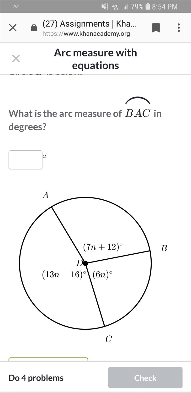 What is the arc measure of BAC in degrees-example-1