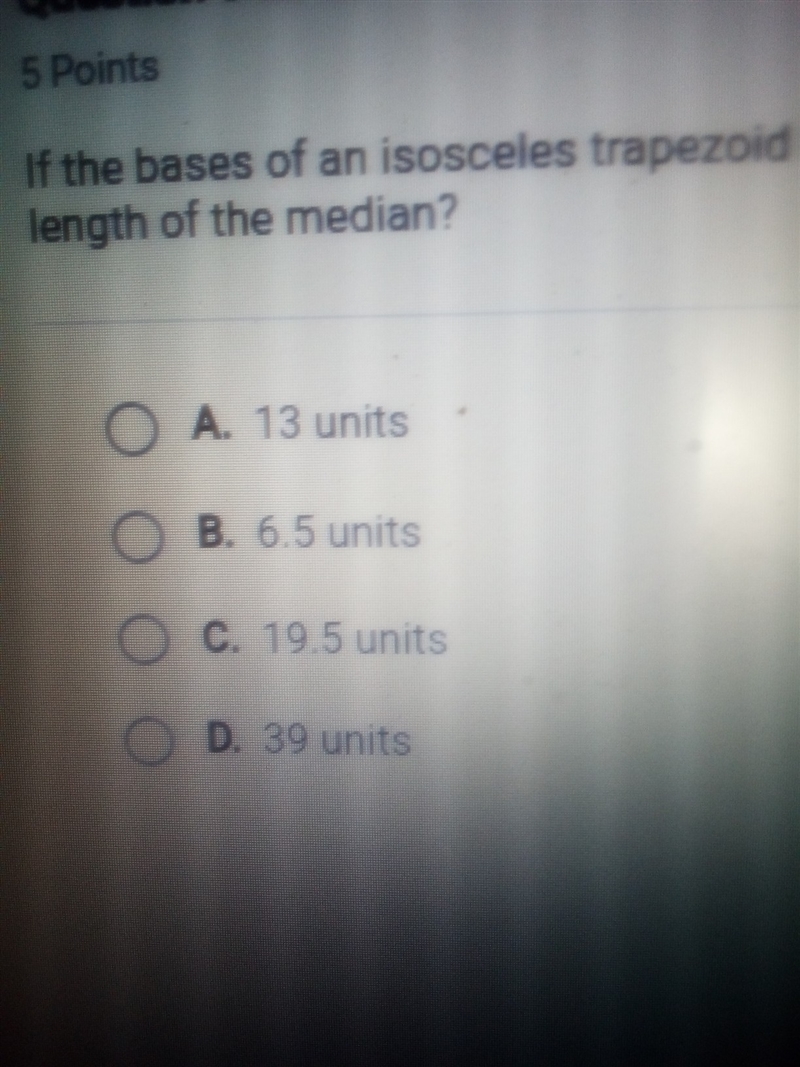 If the bases of an isosceles trapezoid have lengths of 13 and 26 what is the length-example-1