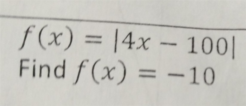 F(x)=|4x-100| Find f(x)= -10-example-1