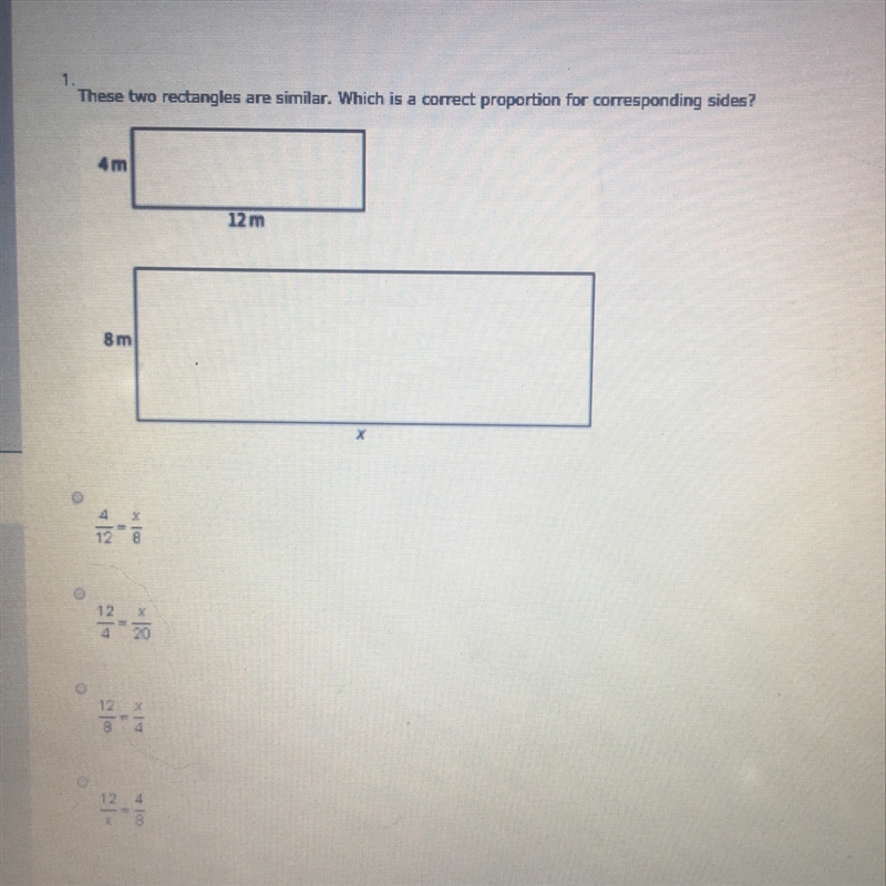 These two rectangles are similar which is a correct proportion for corresponding sides-example-1