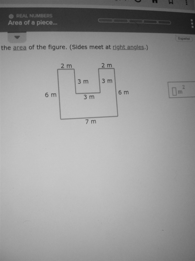 Find the area of the figure.(Sides meet at right angles)-example-1