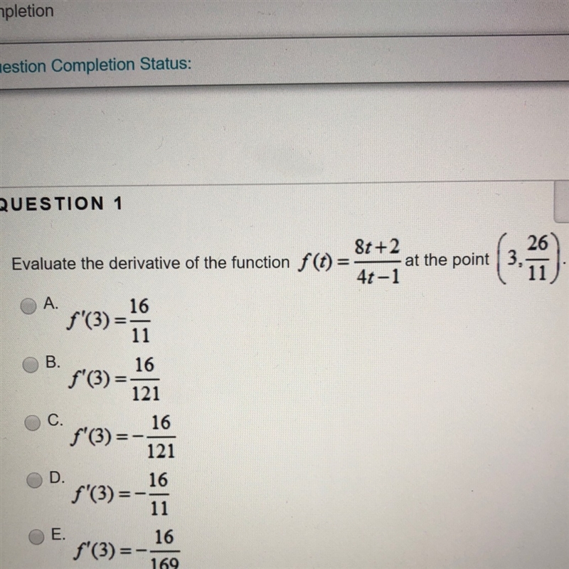 I need to evaluate the derivative of the function and find the answer-example-1