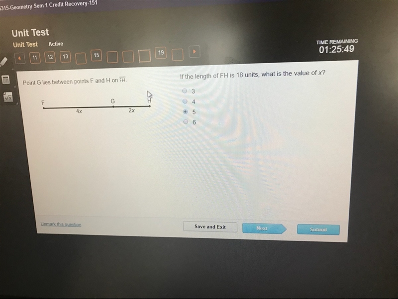 If the length of FH is 18units what is the value of x-example-1