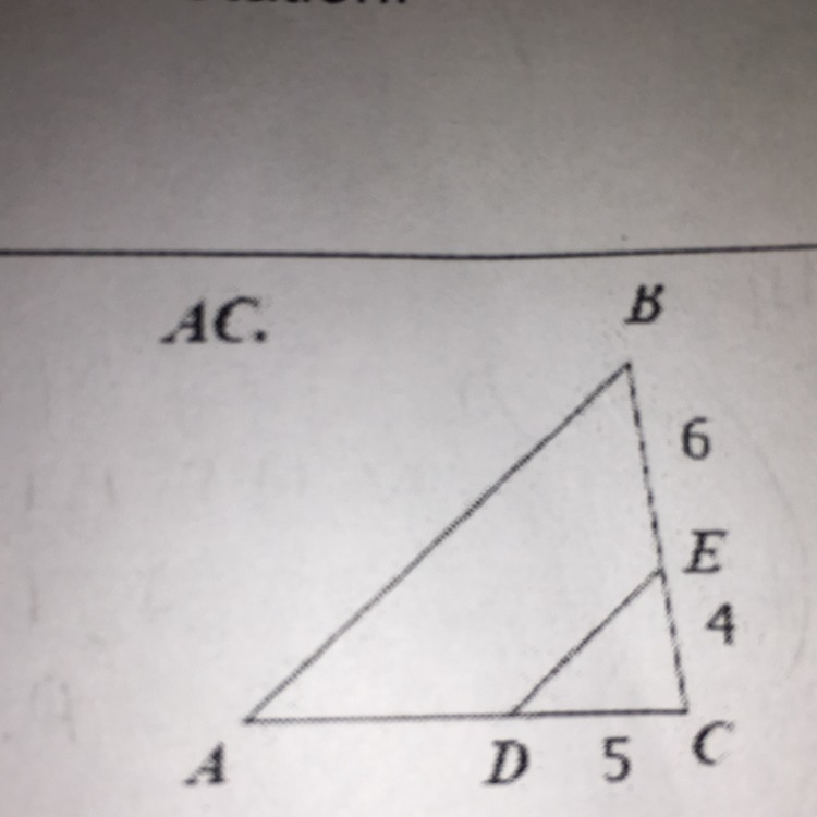 If triangle ABC ~ triangle DEC, find AC.-example-1