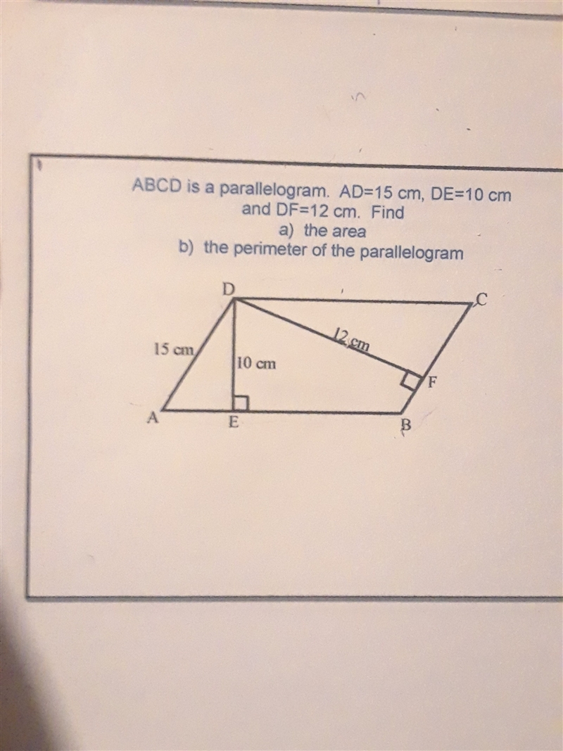 The area and perimeter of parallelogram-example-1