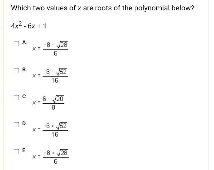 What two values of x are roots of the polynomial??-example-1