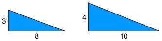 Determine whether these two triangles are similar, and if so what is the ratio of-example-1