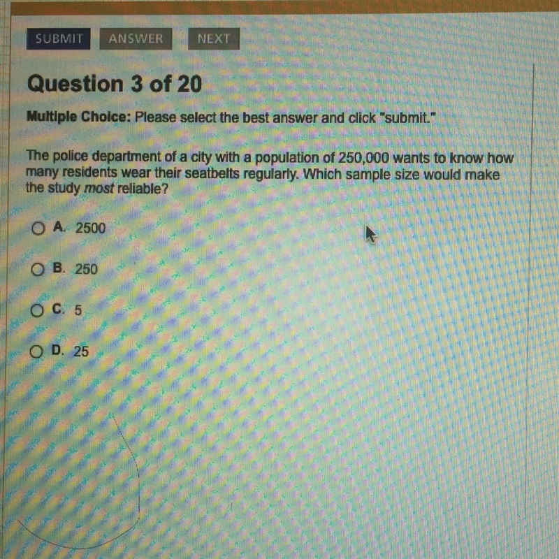 The police department of a city with a population of 250000 wants to know how many-example-1