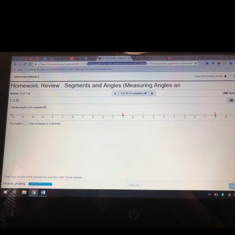 Find the length of the segment AB-example-1