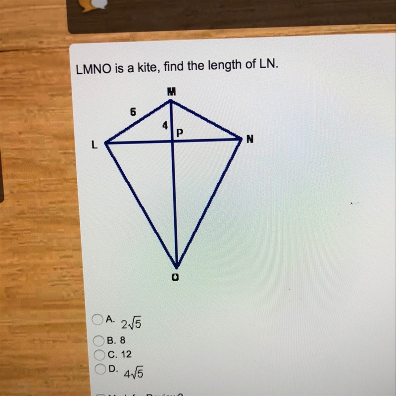 LMNO is a kite find the length of ln-example-1