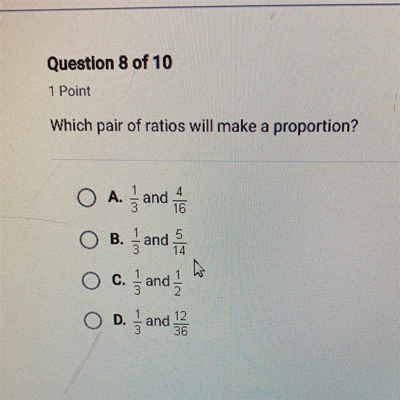 Which pair of ratios will make a proportion? help your girl asap!-example-1