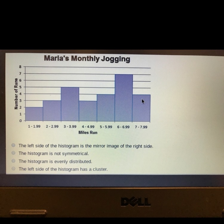 What can be concluded about the spread of the histogram and yes it has a pic-example-1