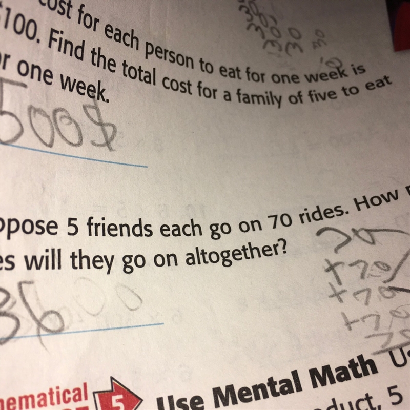 Help with this math question plz, suppose five friends each go on 70 rides. How many-example-1