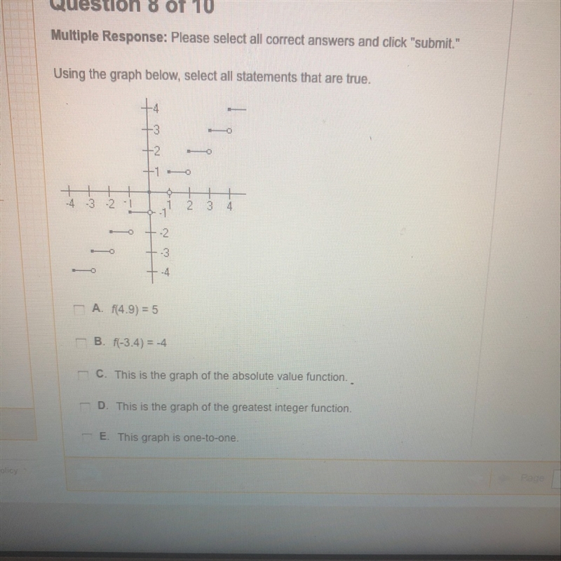 Use the following graph below , select all Statements that are true Please and thank-example-1