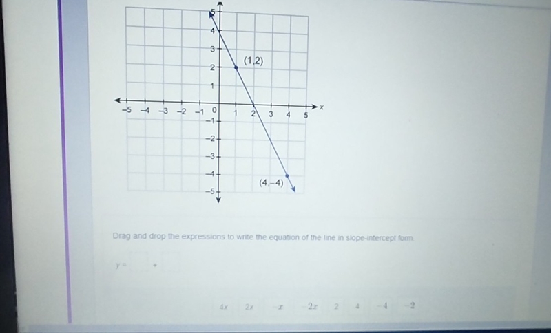 What is the equation of the line shown in this graph-example-1