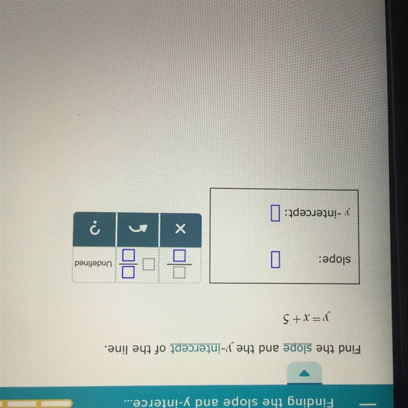 Find the slope and the y-intercept of the line-example-1