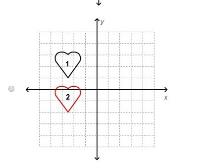 Heart 1 is translated 3 units down to heart 2. Which shows this transformation? images-example-4