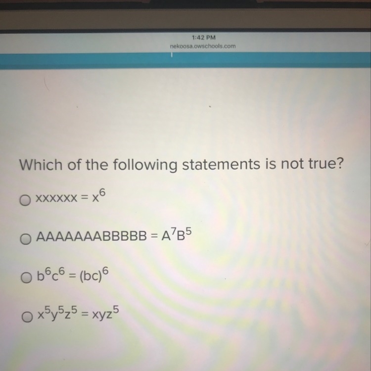 Which of the following statements is not true?-example-1