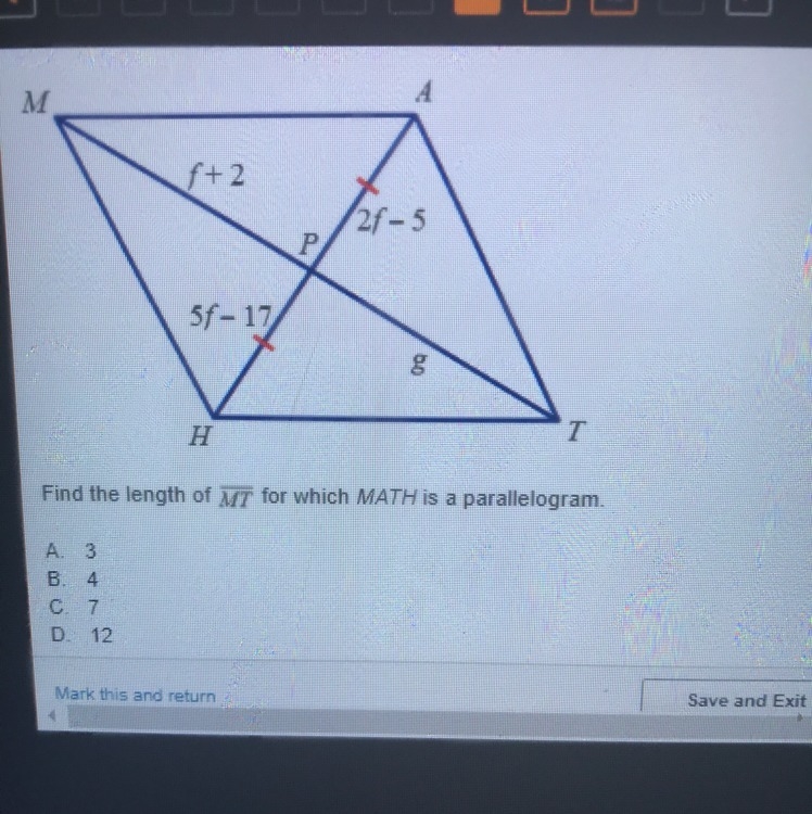 Find the length of MT for which MATH is a parallelogram-example-1