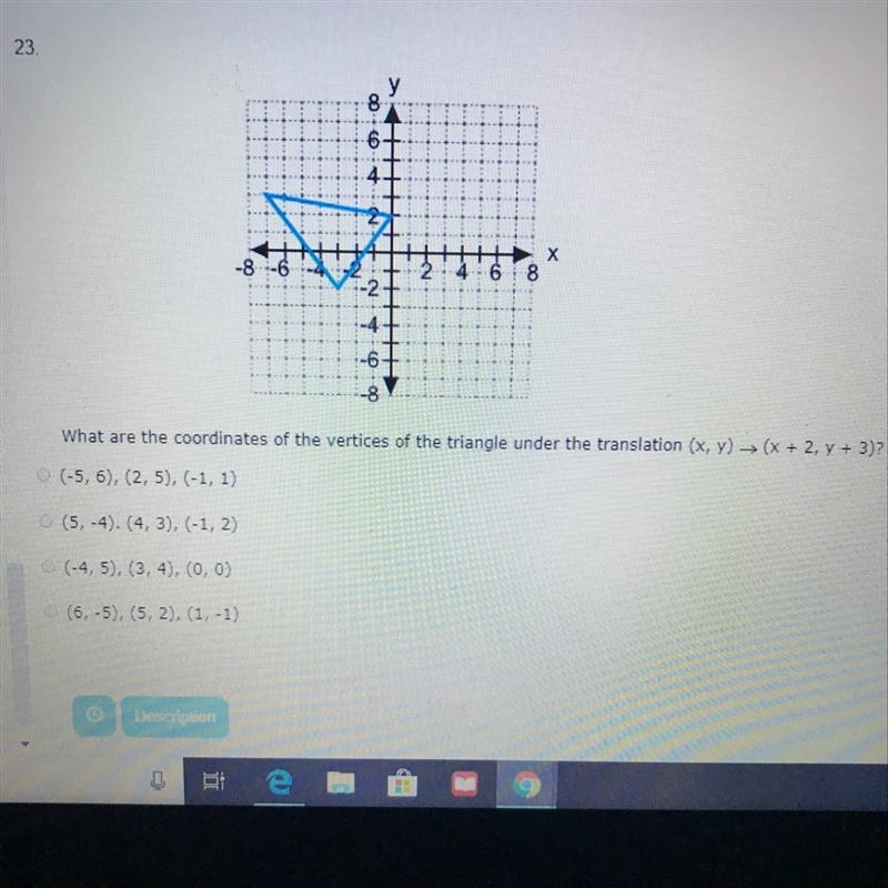 What are the coordinates of the vertices of the triangle under the translation (x-example-1