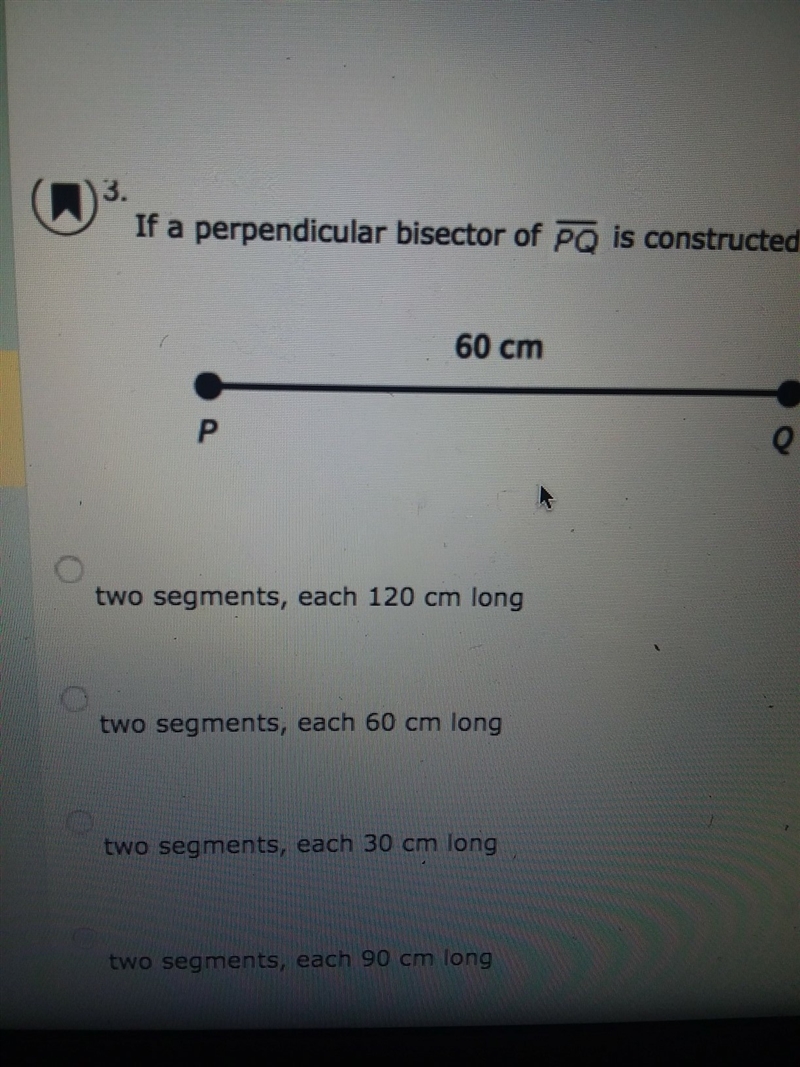 If a perpendicular bisector of PQ is constructed what is the result-example-1