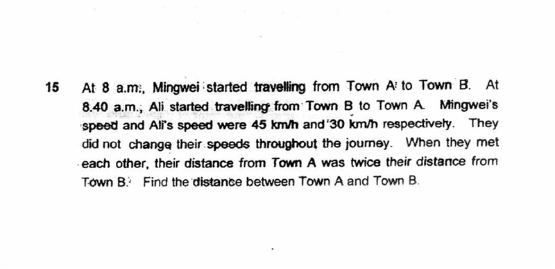 At 8am,Ming Wei started travelling from Town A to Town B.At 8:40am, Ali started travelling-example-1