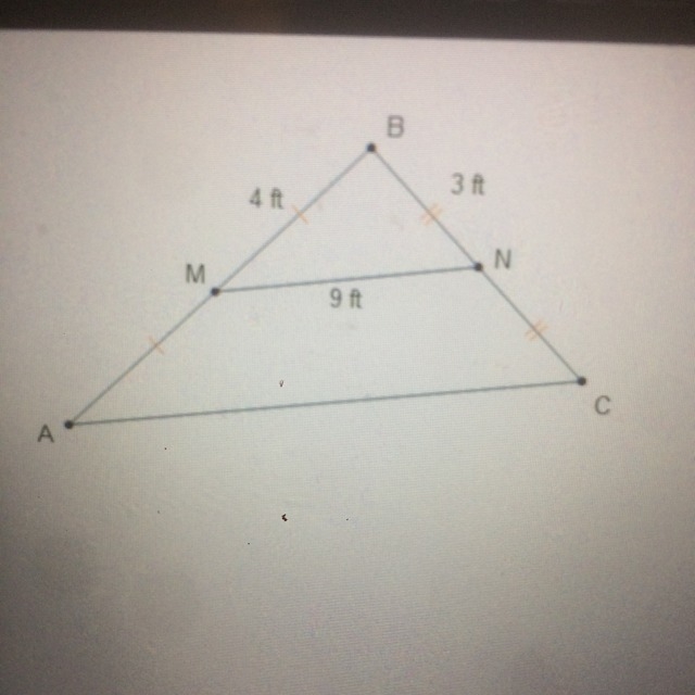 What is the length of AC ? 3ft 4ft 9ft 18ft-example-1