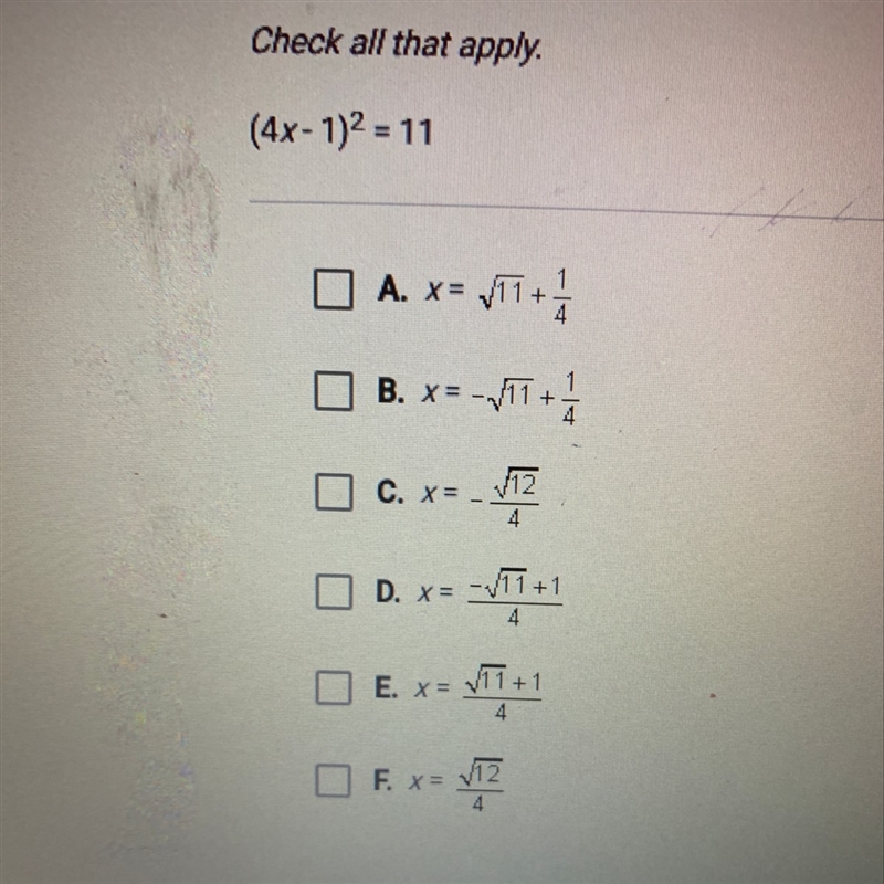 Which of the following are solutions to the equation below? Check all that apply-example-1